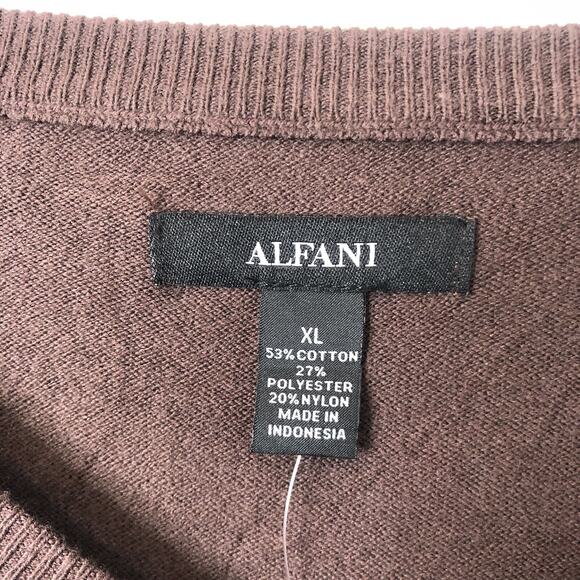 Alfani NWT Men's Long Sleeve V-Neck Sweater in Coffee Bean Size XL - Picture 2 of 8